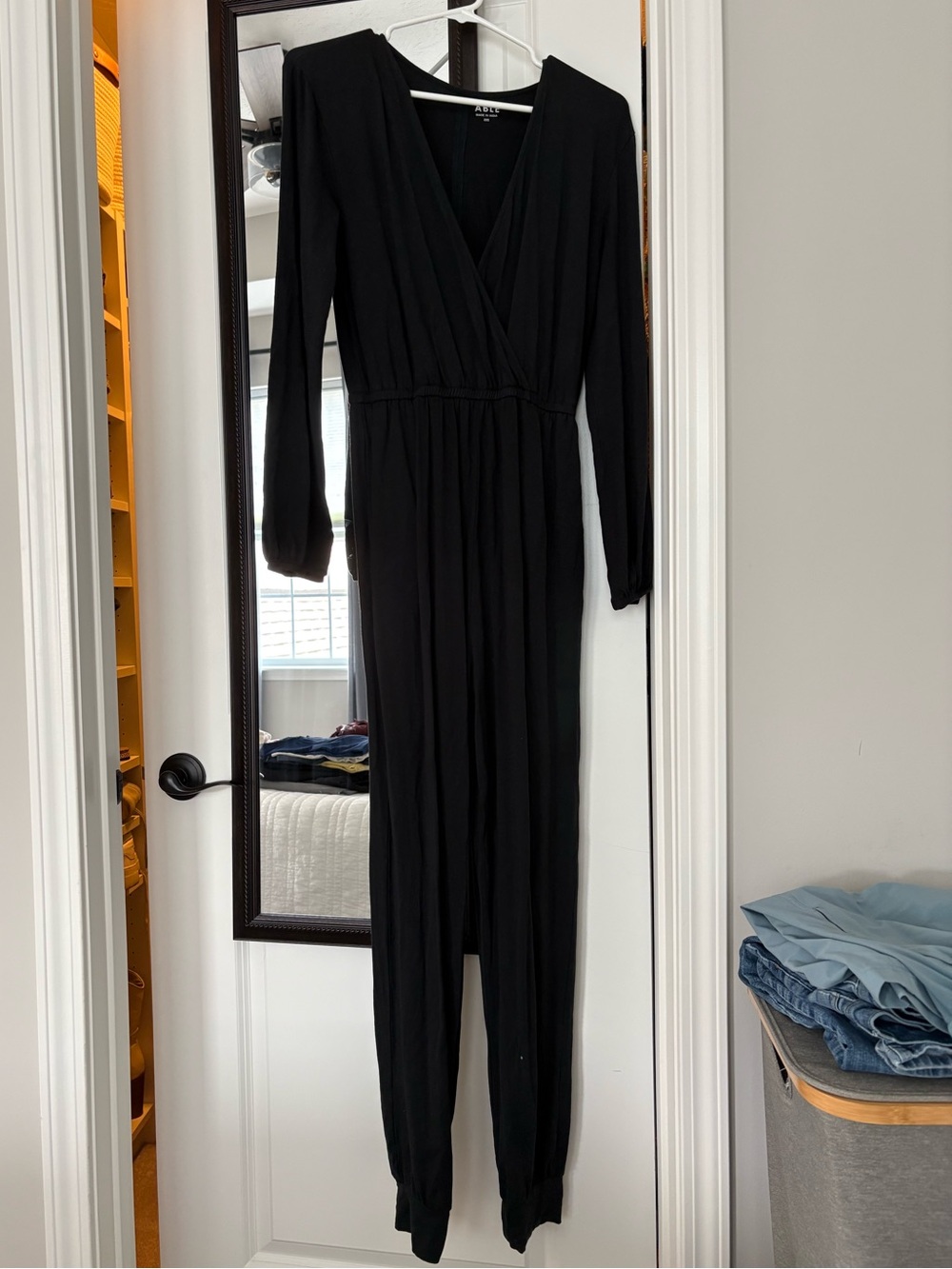 Able Black Long-Sleeve Jumpsuit with Elastic Waist